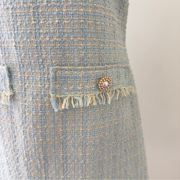 Elegant Blue Tweed Women's Dress Size Small - Picture 3 of 12